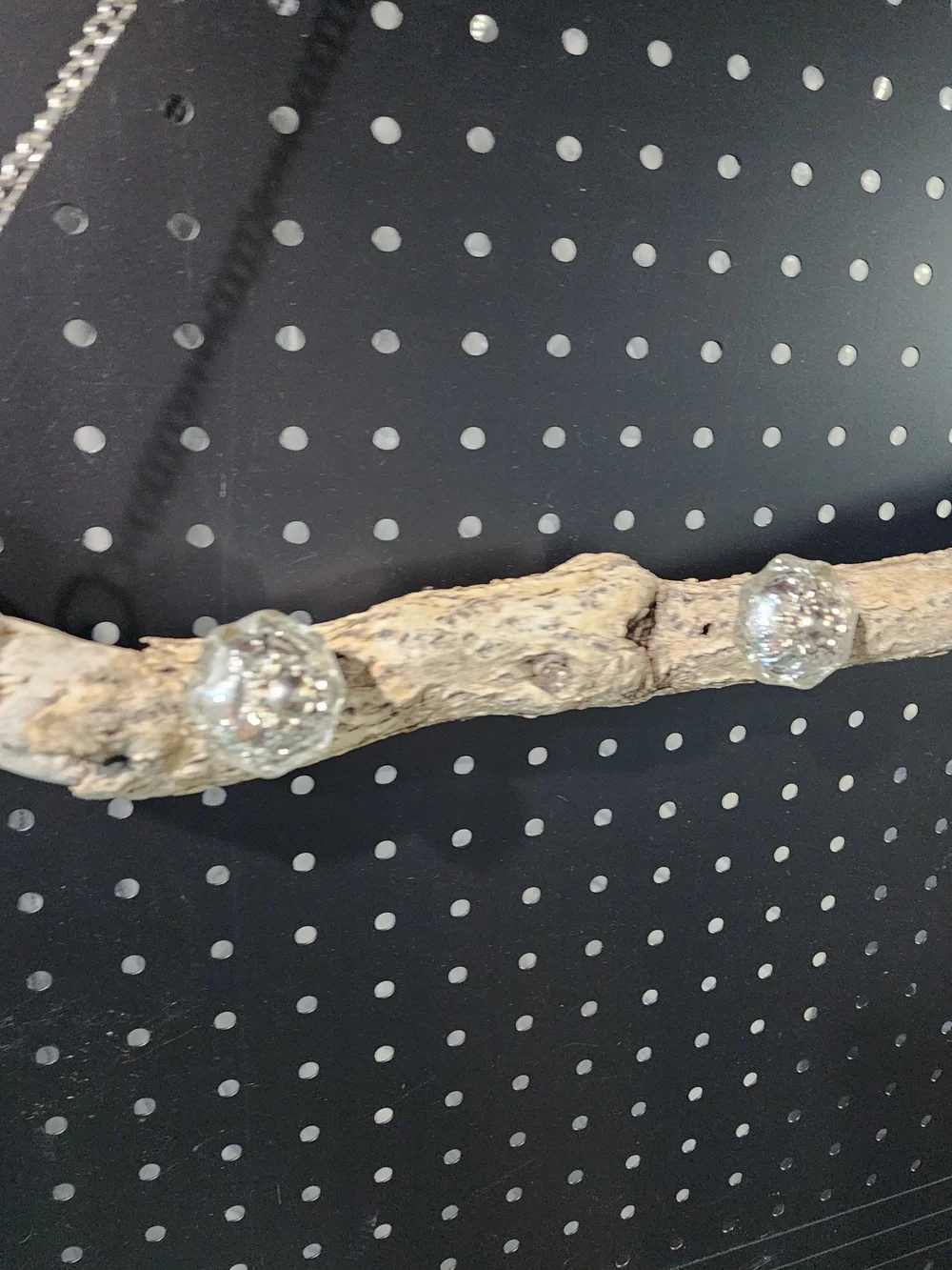 Driftwood Jewelry Hanger Rack with Glass Knobs
